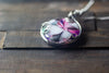 Swirls of Pink and Black Fused Glass and Sterling Silver Pendant