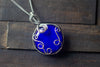 Deep Blue Fused Glass and Sterling Silver Pendant