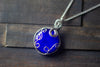 Deep Blue Fused Glass and Sterling Silver Pendant