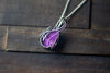Reserved- Sterling Silver Teardrop Pendant with Deep Purple Fused Glass
