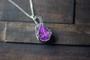 Reserved- Sterling Silver Teardrop Pendant with Deep Purple Fused Glass