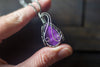 Reserved- Sterling Silver Teardrop Pendant with Deep Purple Fused Glass