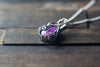 Reserved- Sterling Silver Teardrop Pendant with Deep Purple Fused Glass