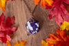 Blues, Purple, and White Fused Glass Statement Pendant with Copper Wire