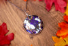 Blues, Purple, and White Fused Glass Statement Pendant with Copper Wire