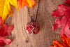 Streaked Red Fused Glass Pendant with Copper Tree of Life