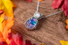 Pink, Blue, and Green Fused Glass Pendant with Sterling Silver Wire Wrapping