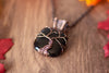 Black Fused Glass Pendant with Copper Tree of Life