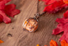 Copper Wire Pumpkin Pendant with Light Orange Fused Glass