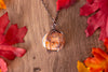 Copper Wire Pumpkin Pendant with Light Orange Fused Glass