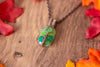 Copper Tree of Life with Streaked Green Fused Glass