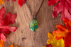 Copper Tree of Life with Streaked Green Fused Glass