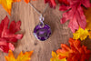 Bold Purple Fused Glass Statement Pendant with Sterling Silver Wire Wrapping