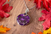Bold Purple Fused Glass Statement Pendant with Sterling Silver Wire Wrapping