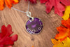 Bold Purple Fused Glass Statement Pendant with Sterling Silver Wire Wrapping