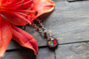 Copper Wire Mini Pendant with Red and Yellow Fused Glass