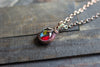 Copper Wire Mini Pendant with Red and Yellow Fused Glass