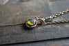 Copper Wire Mini Pendant with Swirled Multicolor Fused Glass