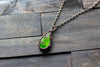 Bright Green Fused Glass and Copper Wire Pendant