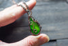 Bright Green Fused Glass and Copper Wire Pendant