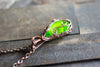 Bright Green Fused Glass and Copper Wire Pendant