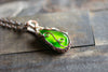 Bright Green Fused Glass and Copper Wire Pendant