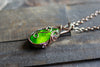 Bright Green Fused Glass and Copper Wire Pendant