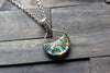 Streaked Blue and White Fused Glass and Copper Wire Pendant