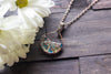 Streaked Blue and White Fused Glass and Copper Wire Pendant
