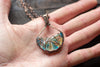 Streaked Blue and White Fused Glass and Copper Wire Pendant