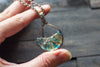 Streaked Blue and White Fused Glass and Copper Wire Pendant