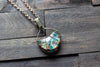 Streaked Blue and White Fused Glass and Copper Wire Pendant