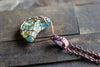 Streaked Blue and White Fused Glass and Copper Wire Pendant