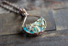 Streaked Blue and White Fused Glass and Copper Wire Pendant