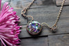 Green and Purple Fused Glass Statement Pendant with Copper Wire Wrapping