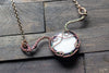Green and Purple Fused Glass Statement Pendant with Copper Wire Wrapping
