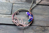 Purple and Blue Moon Pendant with Copper Wire Wrapping