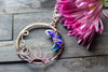 Purple and Blue Moon Pendant with Copper Wire Wrapping