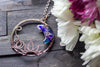 Purple and Blue Moon Pendant with Copper Wire Wrapping