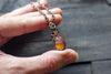 Amber Fused Glass Teardrop Pendant with Copper Wire Wrapping