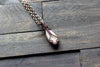 Amber Fused Glass Teardrop Pendant with Copper Wire Wrapping
