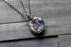 Grey, Blue, and White Fused Glass Pendant with Copper Wire Wrapping
