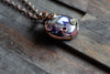 Grey, Blue, and White Fused Glass Pendant with Copper Wire Wrapping