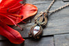 Black, White and Red Fused Glass Statement Pendant with Copper Wire Wrapping