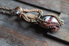 Black, White and Red Fused Glass Statement Pendant with Copper Wire Wrapping