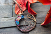 Blue and Pink Moon Pendant with Copper Wire Wrapping