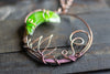 Bright Green Moon Pendant with Copper Wire Wrapping