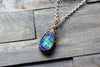 Blue and Green Fused Glass and Copper Wire Pendant