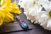 Blue and Green Fused Glass and Copper Wire Pendant