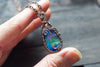 Blue and Green Fused Glass and Copper Wire Pendant